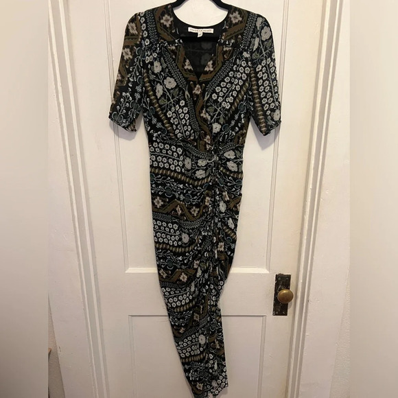 VERONICE BEARD Floral Print Silk Short Sleeve Dress - Picture 4 of 11